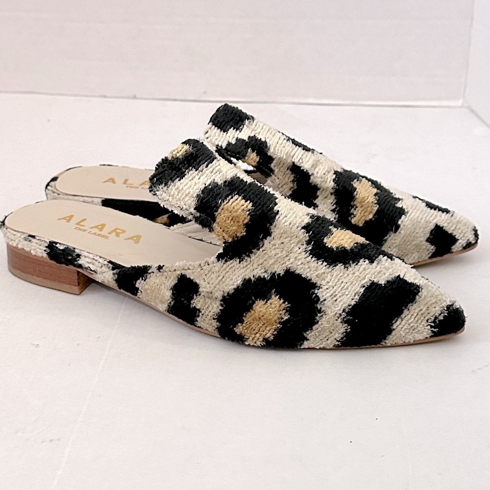 ALARA Silk Velvet leopard Point Toe Slide MULE 37or 7 - Picture 3 of 8